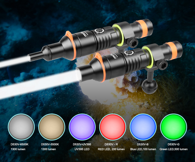 潛水攝影燈，水下攝（shè）影照明，D530V多功能手電筒，潛水照明燈，OrcaTorch木瓜视频